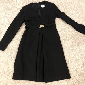 Milly of New York long sleeved black midi dress